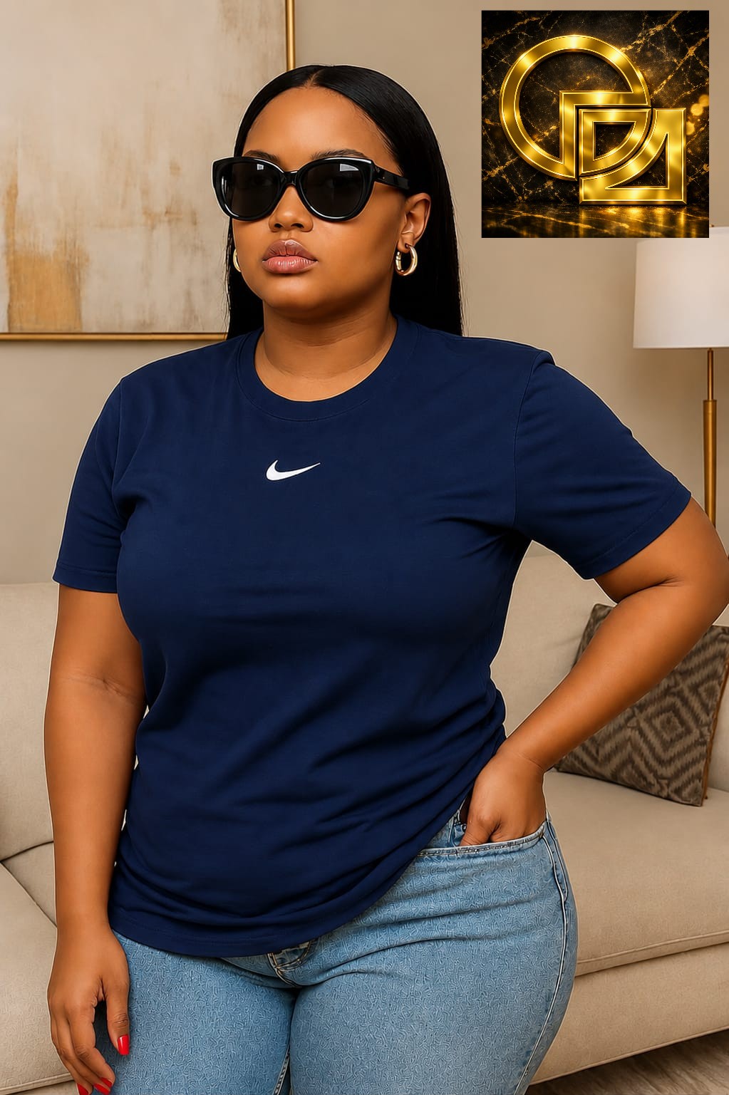 3-Pack Women's Small Logo Embroidered Crew-Neck T-Shirts