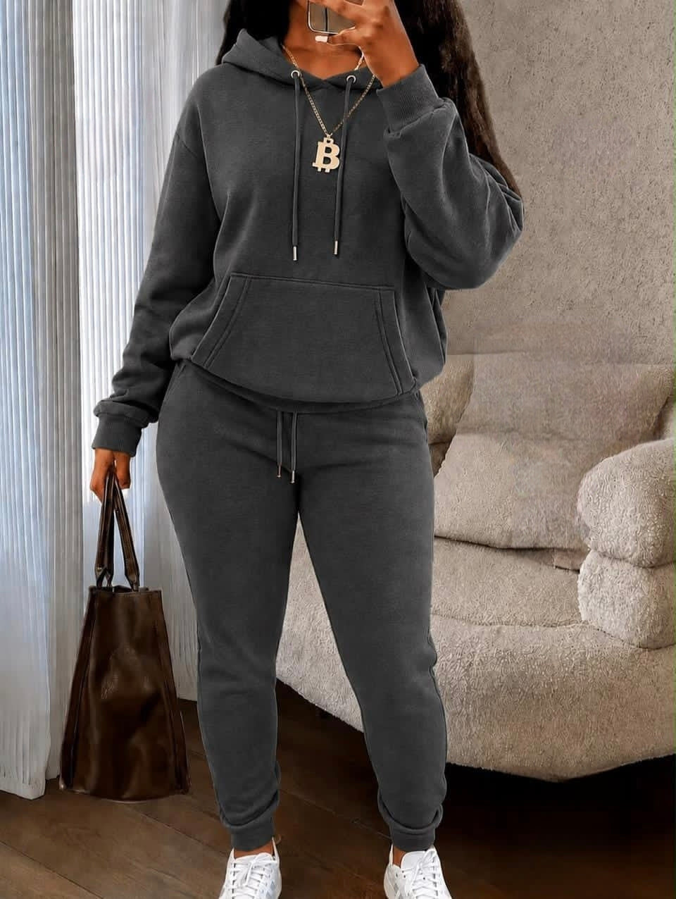 Women's hoodie and jogger tracksuit set, casual everyday wear