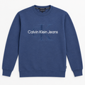 Calvin Klein Jeans CK Monogram Embroidered Crew Neck Sweatshirt Blue