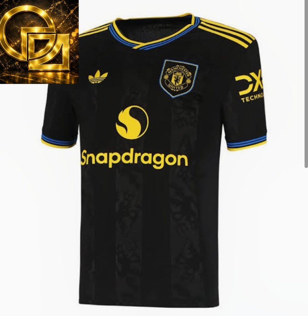 Men's Black and Gold Away Football Jersey