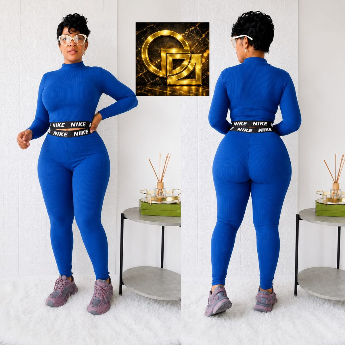 Women's Ribbed Two-Piece Crop Top and Leggings Set