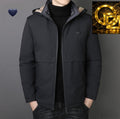 Men's Hooded Winter Jacket with Thick Fleece Lining