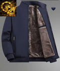Men's Navy Blue Fleece-Lined Winter Bomber Jacket