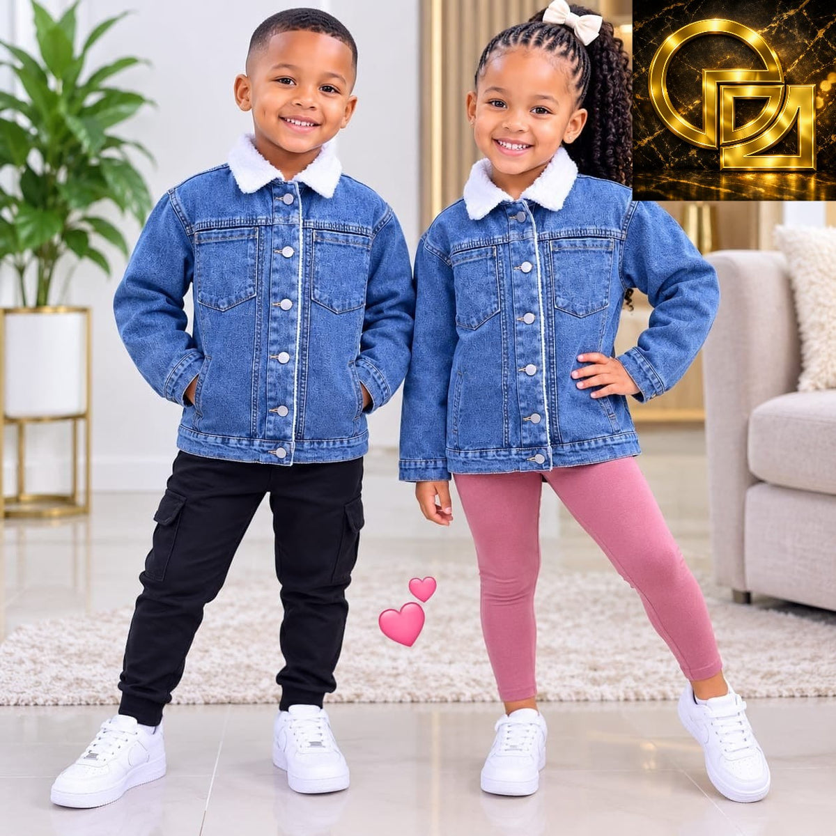 Kids' Unisex Sherpa-Lined Denim Jacket