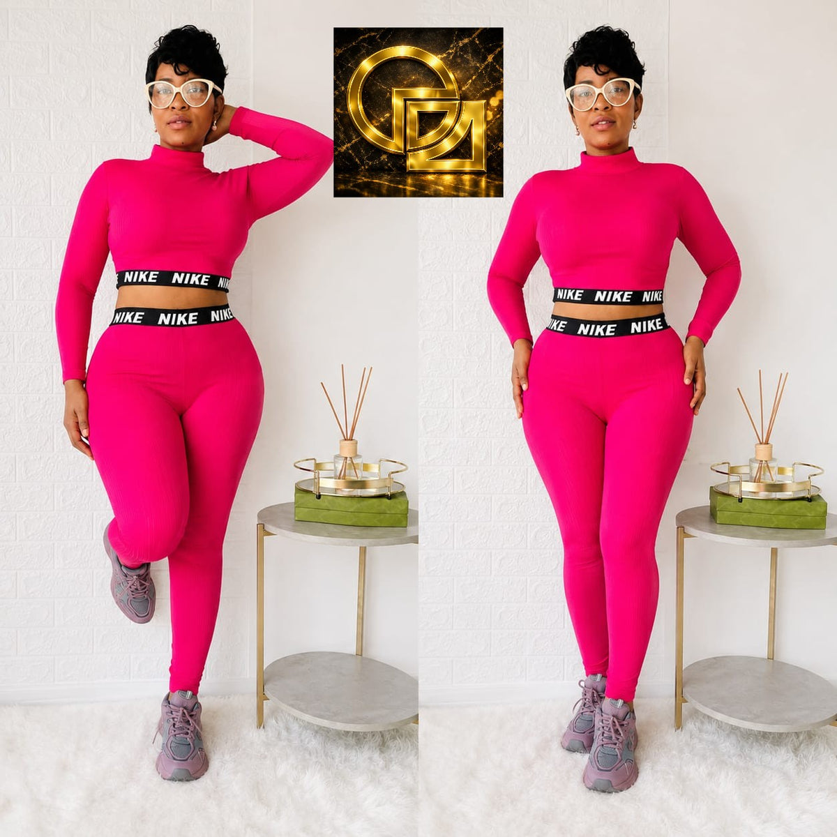 Women's Ribbed Two-Piece Crop Top and Leggings Set