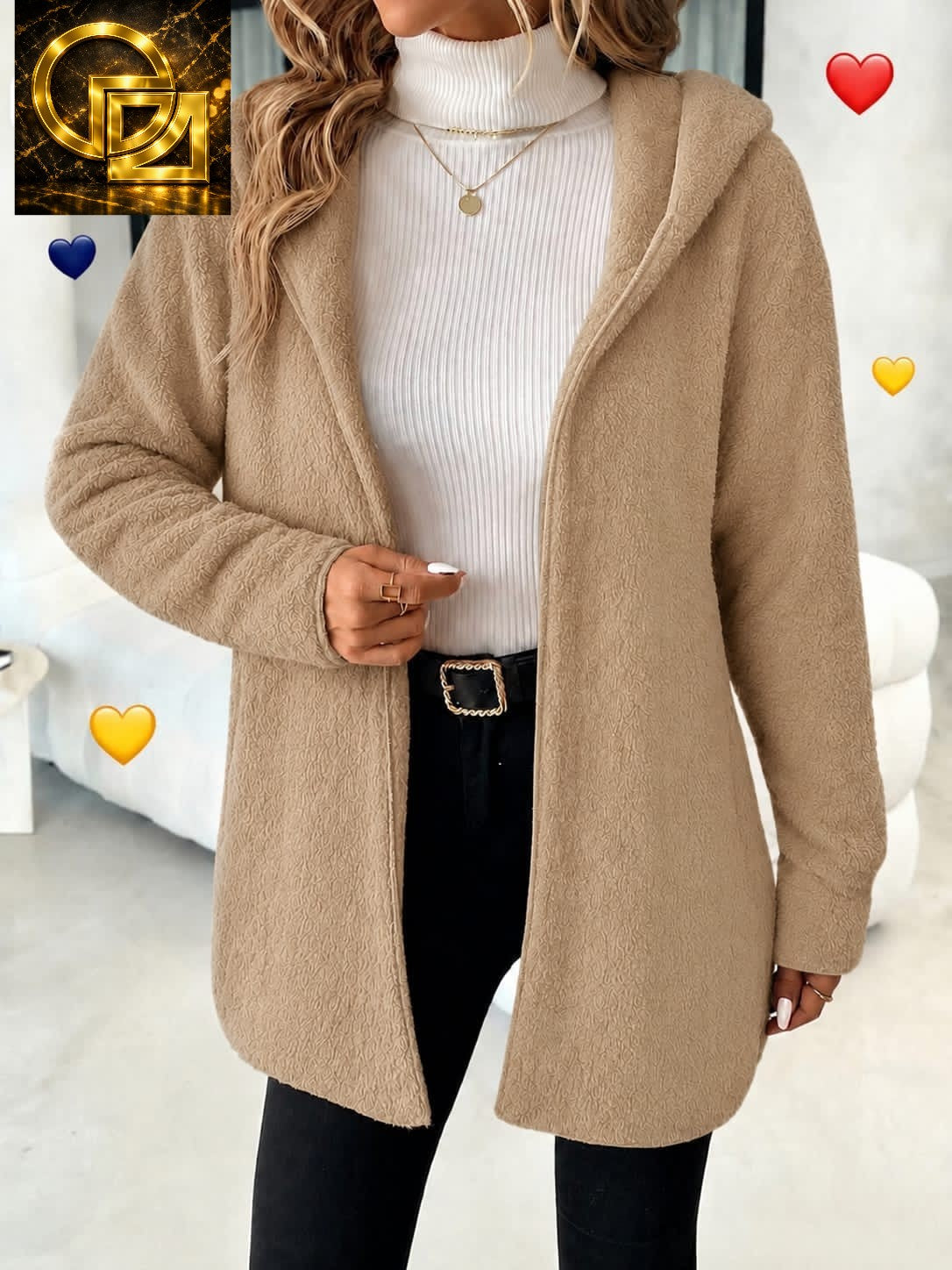 Cozy Teddy Fleece Hooded Open-Front Cardigan