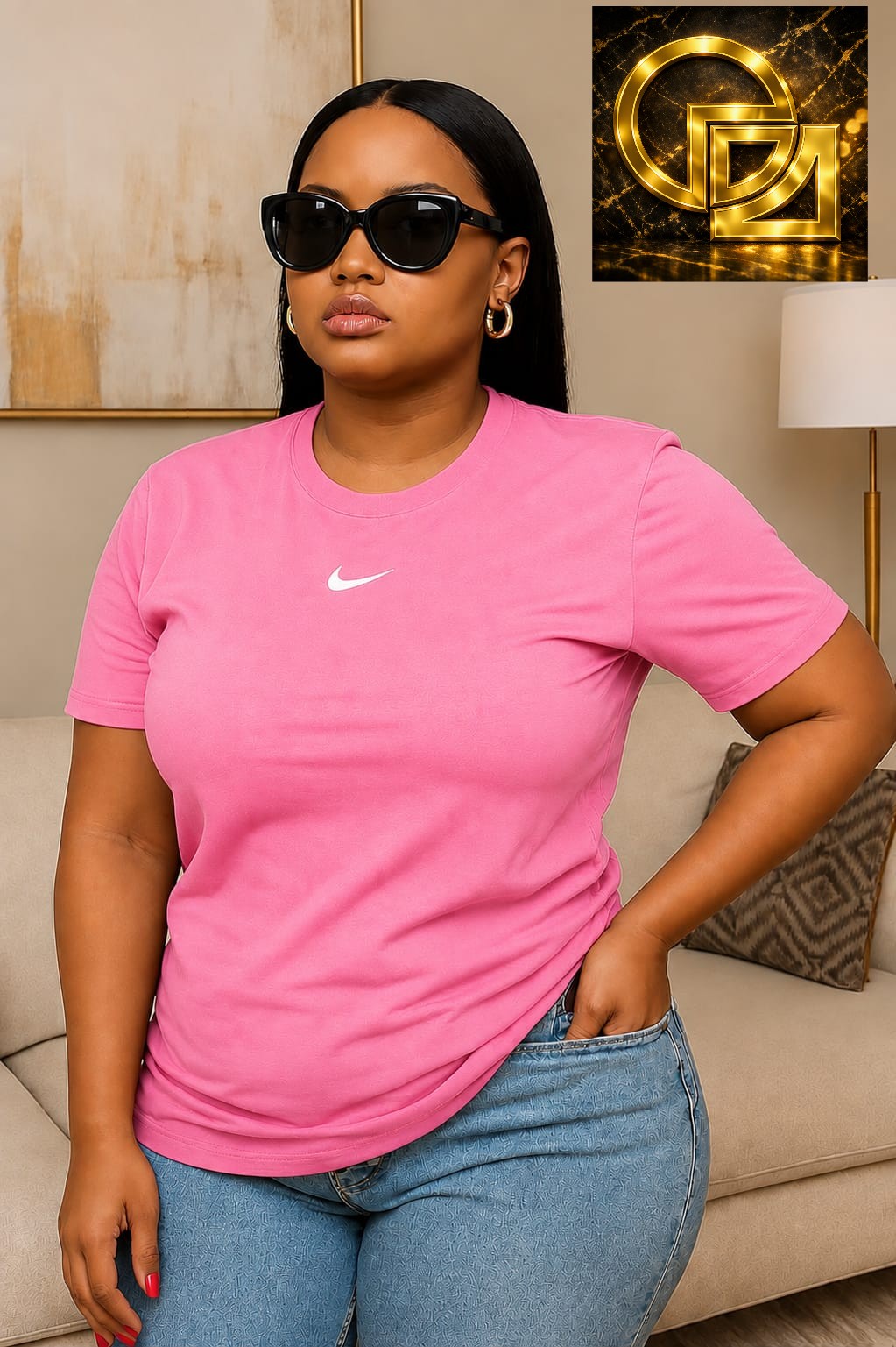 3-Pack Women's Small Logo Embroidered Crew-Neck T-Shirts
