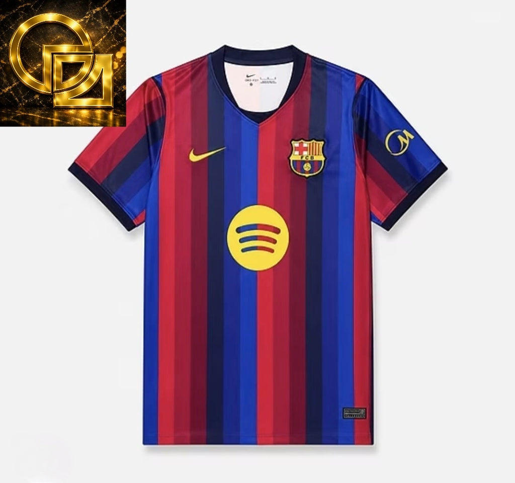 Men's Blue and Red Striped Football Jersey