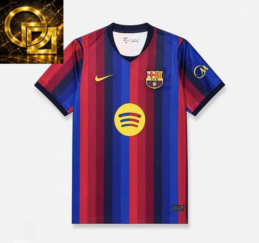 Men's Blue and Red Striped Football Jersey