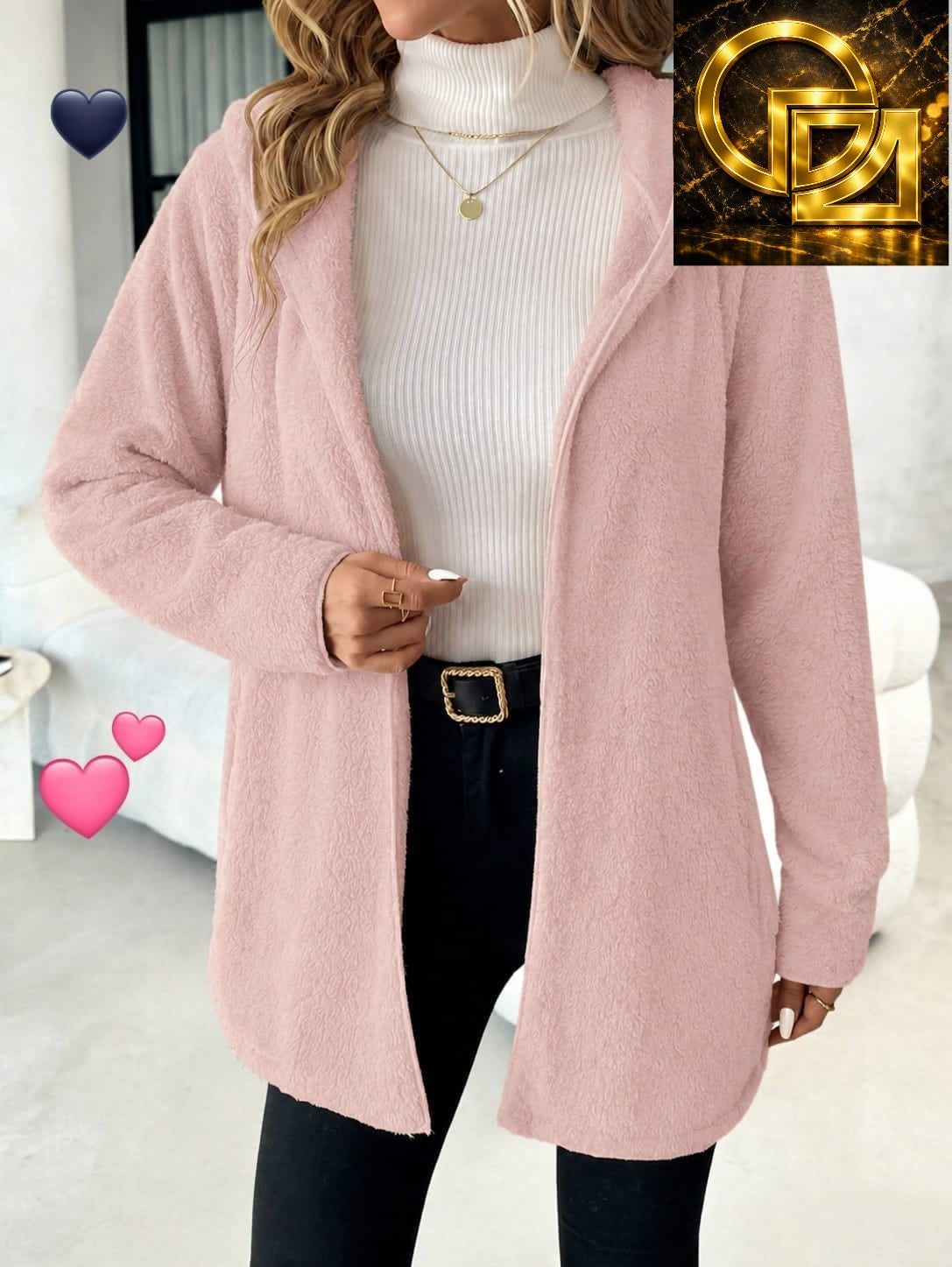 Cozy Teddy Fleece Hooded Open-Front Cardigan