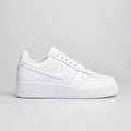 Triple white Nike Air Force 1 Low with smooth white leather, tonal Swoosh and classic AIR branding | Ovadue