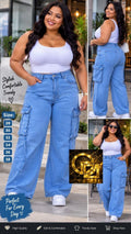 Men's High-Waisted Wide-Leg Cargo Jeans with Stretch Denim