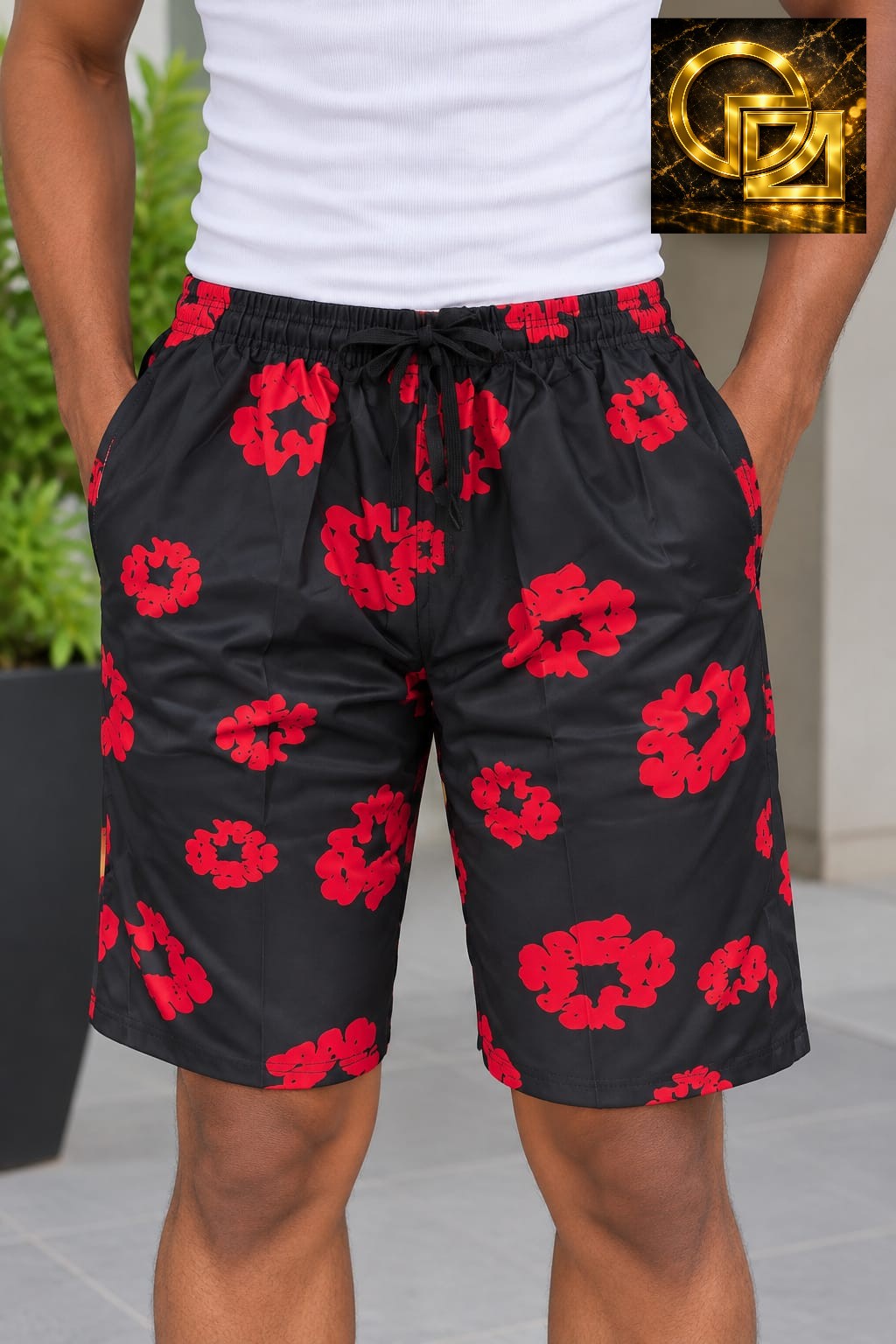 Men's Tropical Palm Print Beach Shorts